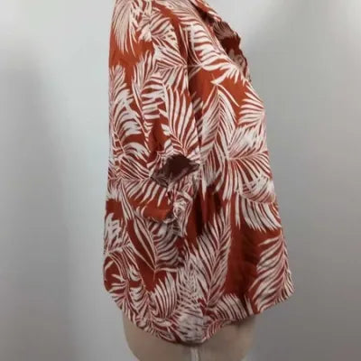 Petit Haut Fluide Primark - Taille 42 (XL) - Imprimé Tropical Terracotta & Blanc