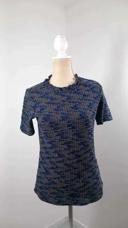Deep blue mesh top with shimmers – Zara – Size L/40