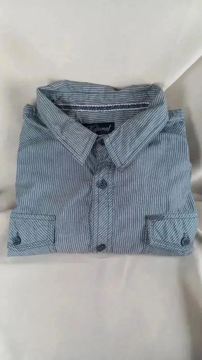 Men's Kaporal Jeans Grey & White Striped Shirt Size L - New
