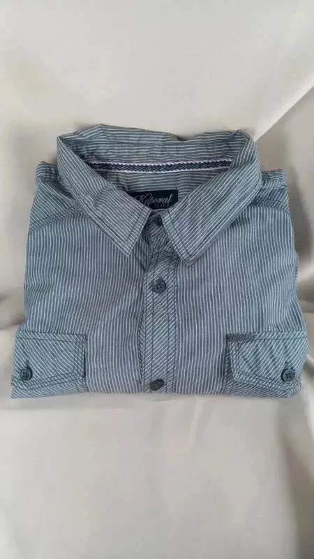 Men's Kaporal Jeans Grey & White Striped Shirt Size L - New