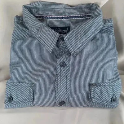 Men's Kaporal Jeans Grey & White Striped Shirt Size L - New