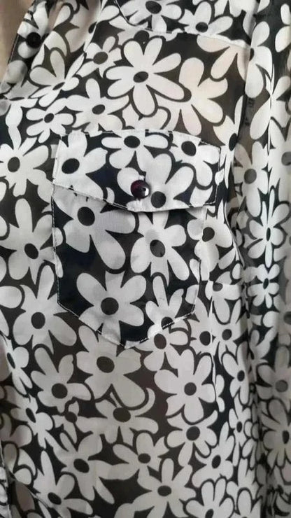 Chemise Fleurie Cache Cache – Noir & Blanc Taille 1 (S) NEUVE