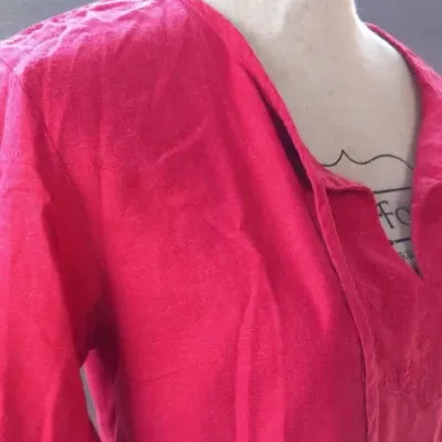 Tunique Bohème 100% Lin Rouge Éclatant – Taille 40
