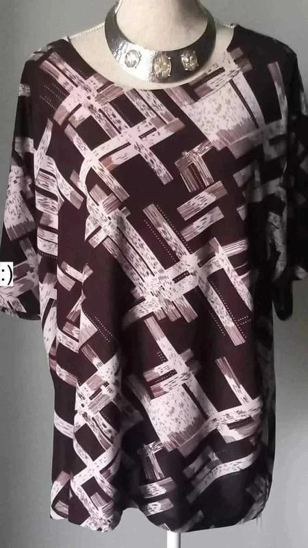 Tunique vintage marron beige taille 54