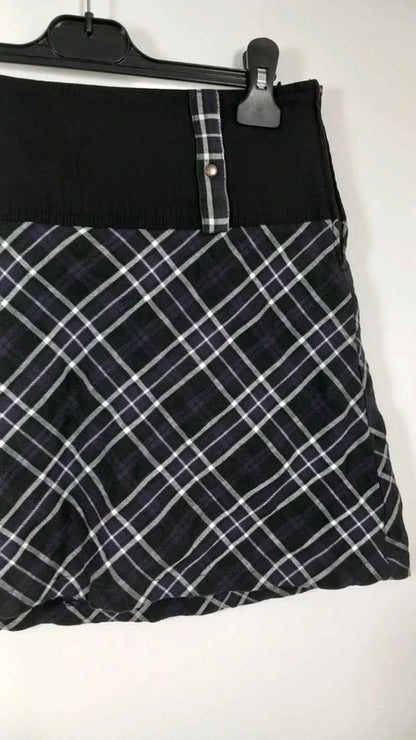 Jupe Courte cache cache - Taille 38 - Neuve - Motif Écossais / Tartan Noir