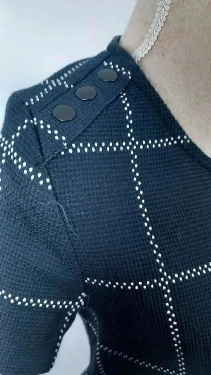 Robe Droite Promod Bleu Marine – Imprimé Carreaux Chic – Taille 38
