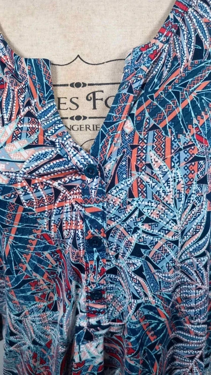 Renatto Bene Tunic with Foliage Print – Flowy & Stretchy – NEW – Size US 20/22