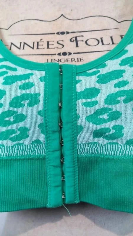Brassière sport grand maintien 6xl neuve - motif léopard vert fluo