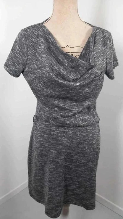 Robe Grise Chinée Cache Cache – Col Bénitier Élégant – Taille 40