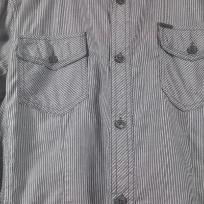 Men's Kaporal Jeans Grey & White Striped Shirt Size L - New