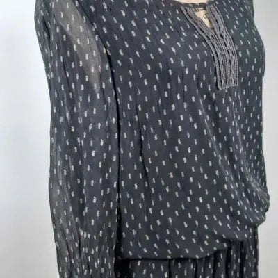 Fluid Short Dress BRÉAL - Black with Patterns - Size 42 (XL)