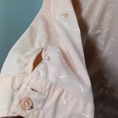 "Life is Beautiful" Shirt - Salmon/Coral - Size 40 - NEW - Chambray Details