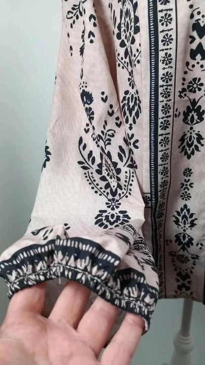 Boho Chic Tunic Powder Pink & Black – XL – New