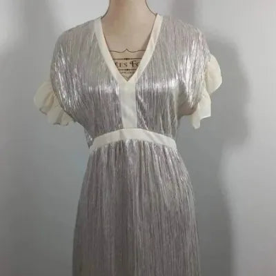 Robe de Cocktail Naf Naf - Argentée & Plissée - Neuve (T36)