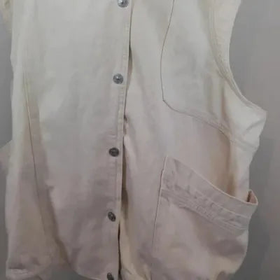 KIABI Plus Size 58/60 Cream Cotton Asymmetrical Sleeveless Gilet / Jacket