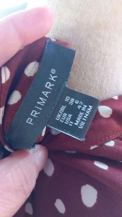 Chemise Fluide Primark Terracotta à Pois Blancs - Taille 38 Neuf
