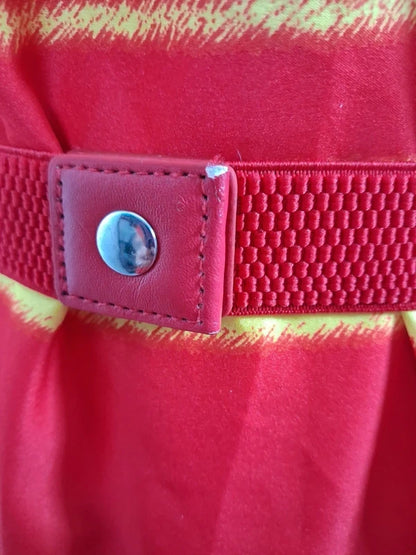 Robe Manoukian asymétrique orange rose jaune drapée M 38