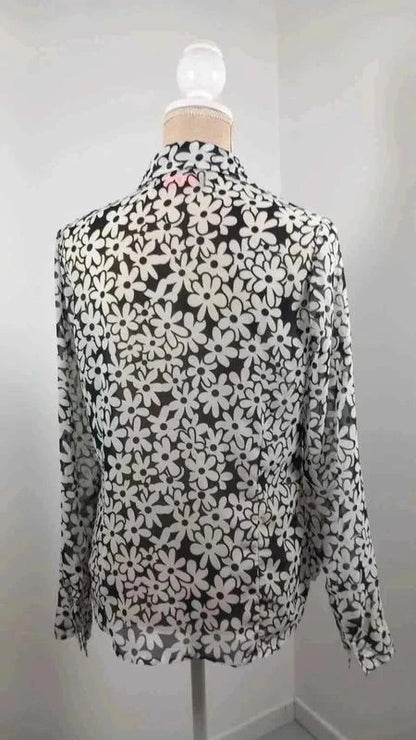 Chemise Fleurie Cache Cache – Noir & Blanc Taille 1 (S) NEUVE
