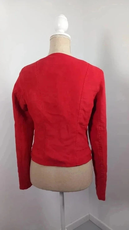 Veste Perfecto Rouge en Suédine Laura Jo - Taille S (36) - Coupe Ajustée