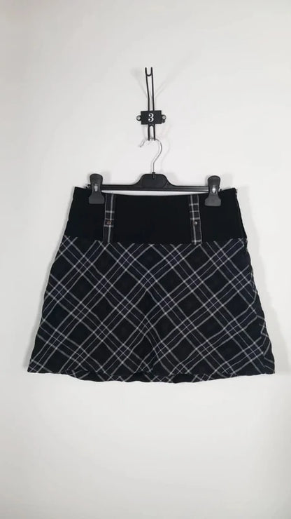 Jupe Courte cache cache - Taille 38 - Neuve - Motif Écossais / Tartan Noir