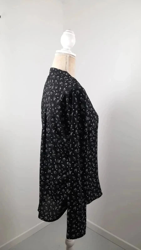 Chemise Jennyfer Noire Motif Mains Signes ASL - Taille S