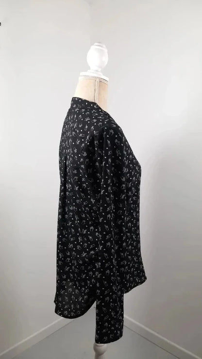Chemise Jennyfer Noire Motif Mains Signes ASL - Taille S