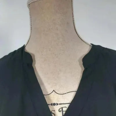 Blouse Amisu – Noire – Drapé Noué – Col V – Manches 3/4 – Coupe Loose – Taille M
