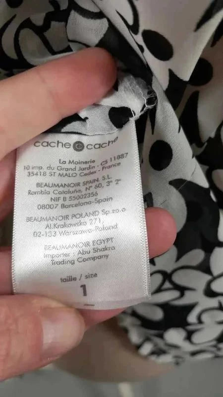 Chemise Fleurie Cache Cache – Noir & Blanc Taille 1 (S) NEUVE
