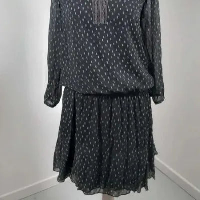 Fluid Short Dress BRÉAL - Black with Patterns - Size 42 (XL)