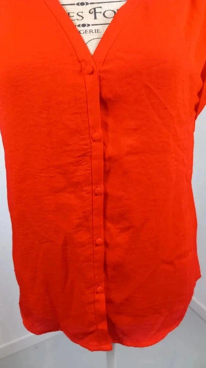 Top Chemisier Fluide Rouge Corail KIABI - Neuf - Taille S