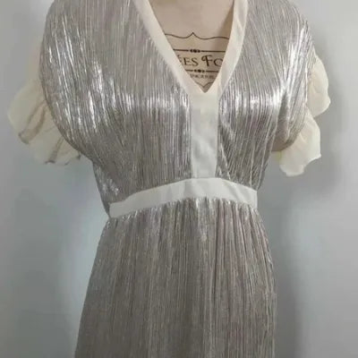 Robe de Cocktail Naf Naf - Argentée & Plissée - Neuve (T36)