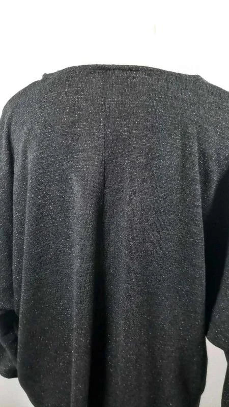 Top Oversize Noir Irisé Argent – Coupe Loose Chic – NEUF – Taille 6 (52/54+)