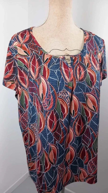 Top Fluide Bohème – Imprimé Feuilles – Neuf – Taille 4 (XL/XXL)