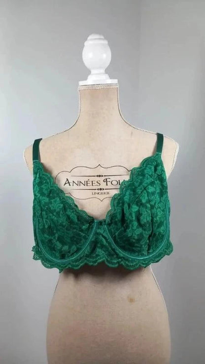 Magnifique Soutien-Gorge Dentelle Vert Sapin - Taille 4XL (Neuf)