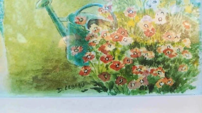 Tableau Aquarelle Originale - Danielle Lebeau - Scène de Campagne Provençale