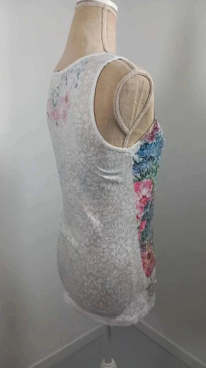 Romantic Floral Cami Top - Size M/L (UK 12/14) - Floral Print & Lace