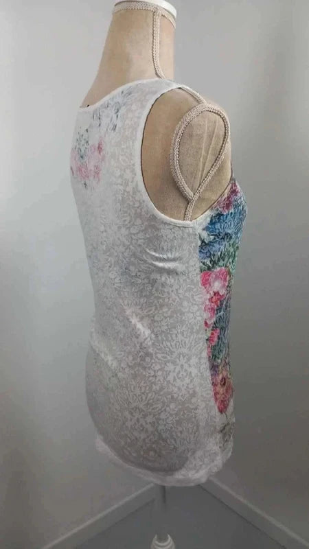 Romantic Floral Cami Top - Size M/L (UK 12/14) - Floral Print & Lace