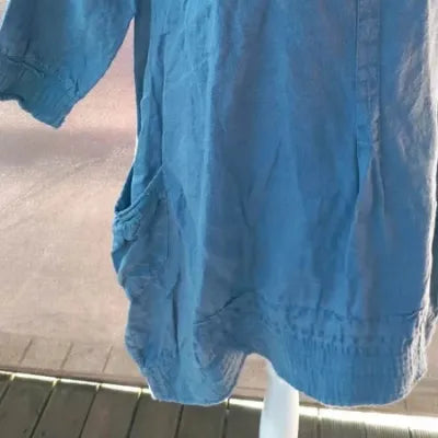 Robe Tunique 100% Lin – Bleu Indigo & Style Bohème taille 42