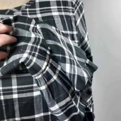 Black and white checked tunic with ruffled sleeves – C&A – Size 38 (M)