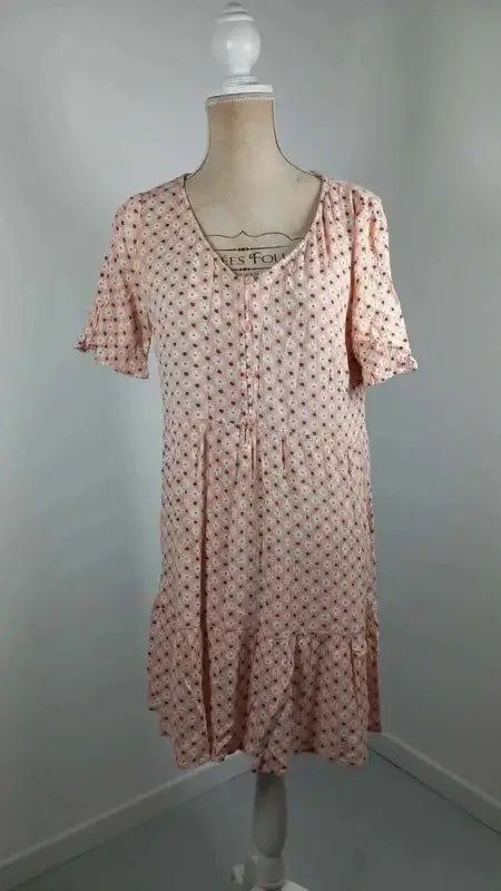 Robe Courte Fleurie Clockhouse T40 - Neuve - Style Bohème Rose & Blanc