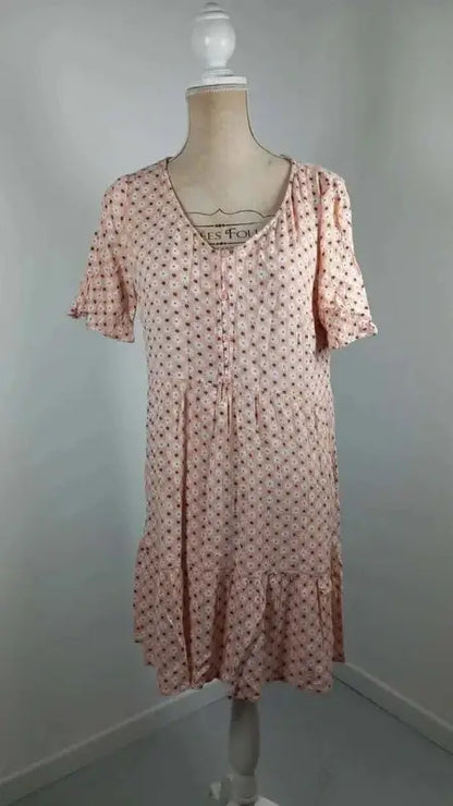 Robe Courte Fleurie Clockhouse T40 - Neuve - Style Bohème Rose & Blanc