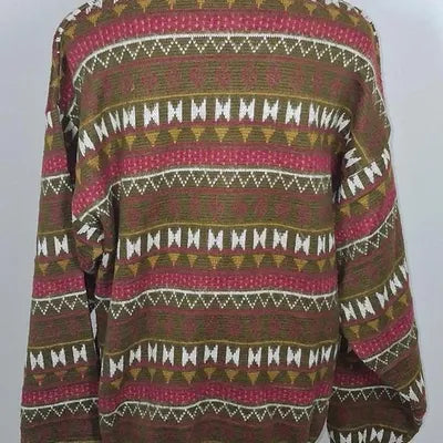 Pull femme jacquard multicolore vert et bordeaux - Taille XL