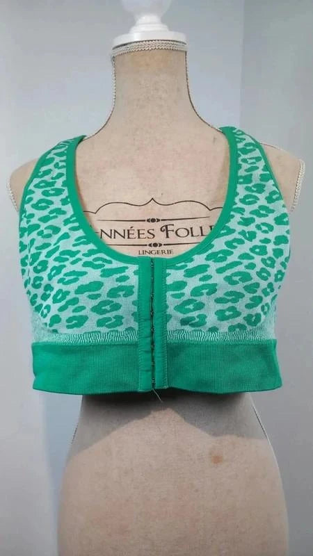 Brassière sport grand maintien 6xl neuve - motif léopard vert fluo