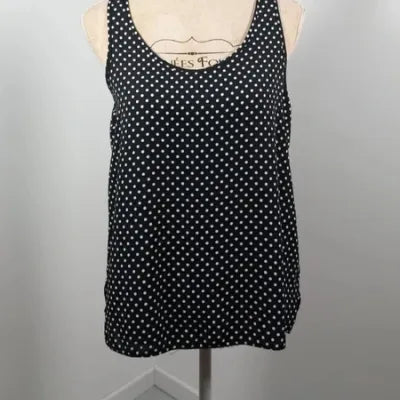 Atmosphere Sleeveless Top – White/Black Polka Dot Print – Chic Retro Style