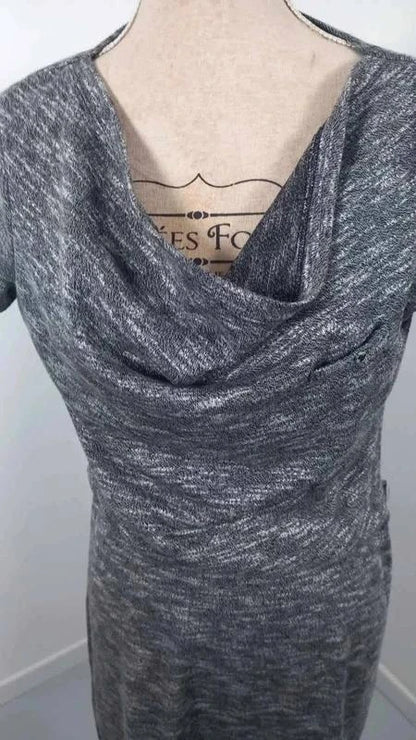 Robe Grise Chinée Cache Cache – Col Bénitier Élégant – Taille 40