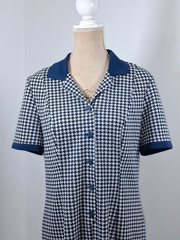 Robe chemise vintage motif géométrique rétro Phildar – Taille 48