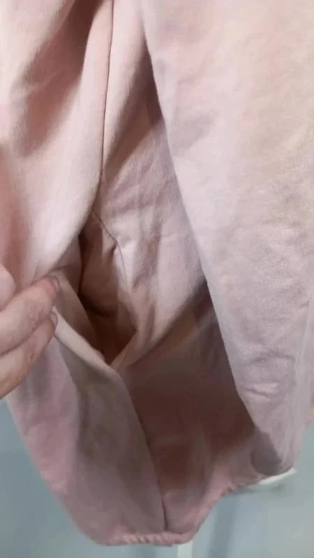 Veste Longue (Gilet) Rose Poudré à Capuche - Imprimé "Badass" Dorsal - T. 48/52