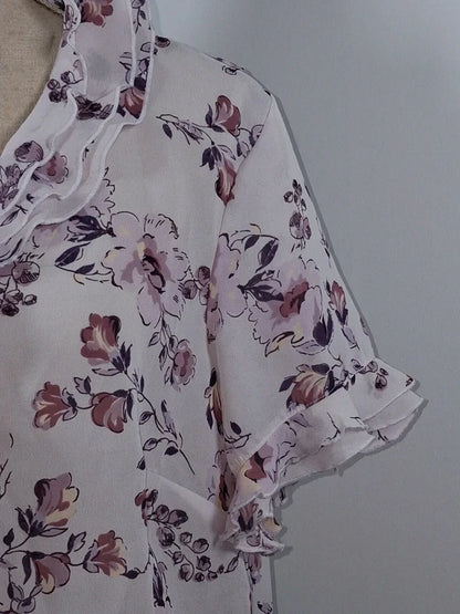 Daxon pink and purple floral fluid blouse – Size 46