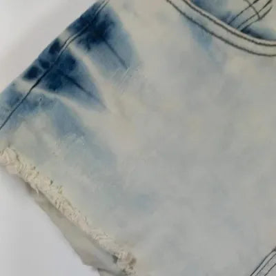 Blue & White Tie-Dye Denim Shorts – Festival Style – Size 14