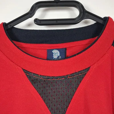 DIKESEN Two-Tone Red Black Sports T-Shirt – Graphic Print – Mesh – Size XXL